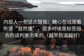 内部人一句话点醒我：糖心在线观看所谓“自然爆”，很多时候是标签组合的误判推出来的（越早知道越好）